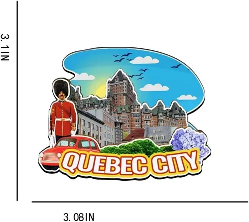 Vista 3 de Imán de madera para nevera de la ciudad de Quebec Canadá Monumentos 3D de viaje, coleccionables, recuerdos, decoración hecha a mano -2278