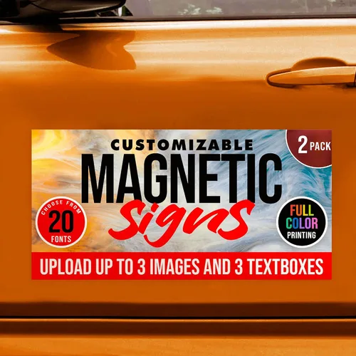 Vista 11 de Paquete de 2 letreros magnéticos personalizados para vehículos, imanes de automóvil personalizados para empresas, letreros magnéticos personalizados