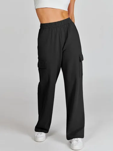 Vista 7 de ANRABESS Pantalones deportivos tipo cargo para mujer, casuales, holgados, de forro polar, de cintura alta, pantalones atléticos para descansar