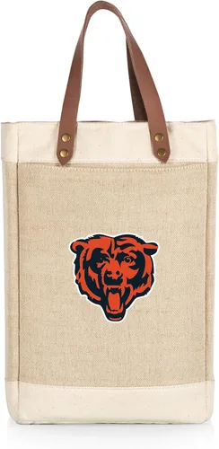 Vista 35 de PICNIC TIME NFL Pinot - Jute 2 Bottle Insulated Wine Bag - Wine Tote Bag - Wine Gift Bag, (Beige)