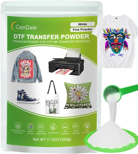Vista 10 de CenDale DTF Powder Kit, Includes Fine Medium, White Black Digital DTF Transfer Powder for Sublimation, Compatible with DTF and DTG Printers, DTF