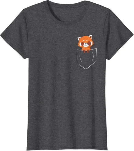 Vista 5 de Funny Red Panda In Pocket - Camiseta con bolsillo, Negro, S