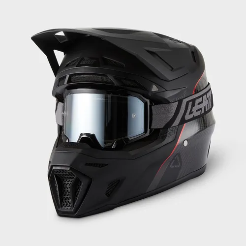 Vista 2 de Leatt Moto 9.5 Motocross Casco y Velocity 6.5 Kit de gafas con bolsa para casco Carbono