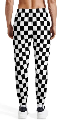 Vista 3 de INZVKJLU Black White Checkered Sweatpants for Men Printed Joggers Pant Drawstring Sports Pants