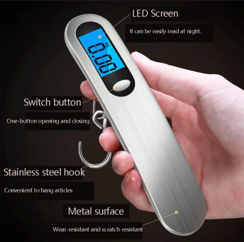 Vista 3 de TXY - Báscula de equipaje de 110.2 lbs110 libras, pantalla LCD portátil, báscula electrónica, equilibrio de peso, maleta, bolsa de viaje