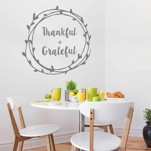 Vista 4 de Thankful + Grateful Calcomanía de laurel Decal Set – Oro beso Cortar Fall Leaf by chromantics