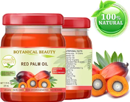 Vista 2 de Aceite de palma rojo 100% puro sin refinar extra virgen sin diluir prensado en frío Super Food 7.75 Fl.oz 7.6 fl oz por Botanical Beauty