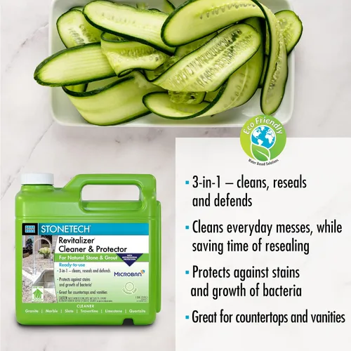 Vista 3 de STONETECH Limpiador y protector revitalizador, botella de 1 galón (3.8L) con aroma a pepino
