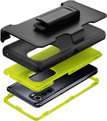 Vista 7 de Funda compatible con Motorola Edge (2022), con funda de clip para cinturón, resistente, resistente, a prueba de golpes, protección de cuerpo Negro