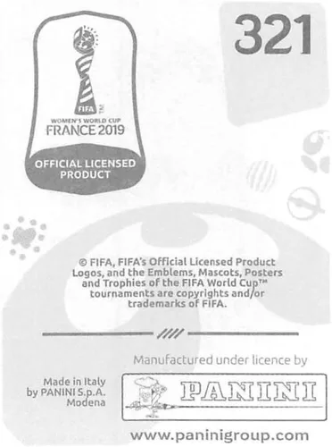 Vista 2 de 2019 Panini FIFA Women's World Cup France Album Stickers (Individual Sticker Only) Soccer #321 Emi Nakajima Japan 2 Inch by 2 1/2 Inch Collectible