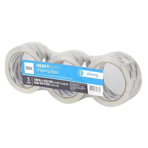 Vista 3 de Office Depot Cinta de envío, resistente, 1.89 pulgadas x 43.7 yardas, transparente, paquete de 3, OD-HM50-3