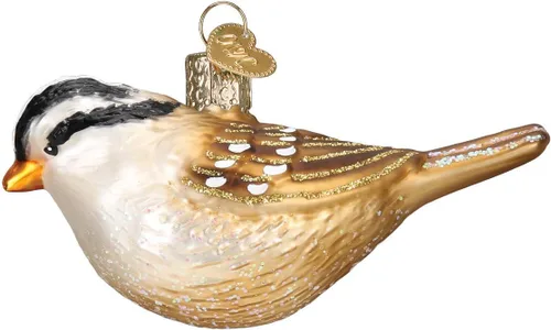 Vista 14 de Old World Christmas Adorno de cristal soplado de jilguero americano para árbol de Navidad, decoración navideña artesanal, colección de observadores