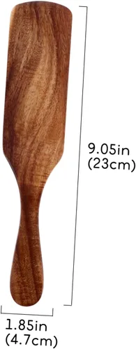 Vista 2 de Estilo europeo Mango largo Pala de madera Espátula ranurada Cocina Spurtle Madera Flipper Turner Madera Espátula Tarro Mantequilla Multifunción