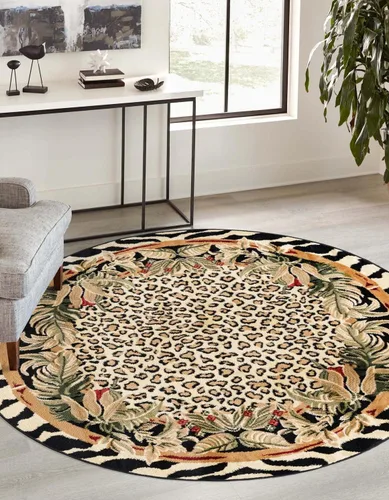 Vista 10 de Unique Loom Wildlife Collection - Alfombra de área inspirada en animales con bordes de guepardo, 3 pies 3 pulgadas x 5 pies 3 pulgadas, marfil/negro