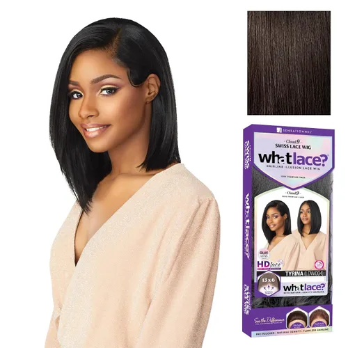 Vista 15 de Sensationnel What Lace Cloud9 Tyrina - Peluca de cabello sintético Encaje frontal, atado a mano, sintético, densidad natural, línea de cabello