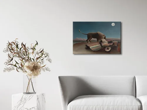 Vista 5 de Wieco Art Lienzo decorativo para pared, pinturas de Henri Rousseau, el gitano durmiente, impresiones en lienzo, imágenes de paisajes, pinturas sobre