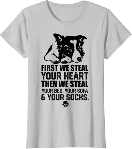 Vista 19 de Border Collie Steal Your Heart Steal Your Bed - Camiseta de sofá, Gris