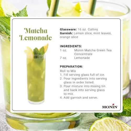 Vista 3 de Monin - Concentrado de té verde matcha, hecho con polvo matcha japonés orgánico, 40 mg de cafeína por porción, ideal para café con leche, limonadas