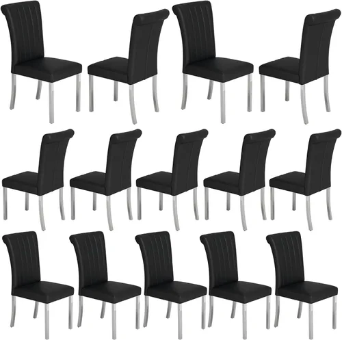 Vista 20 de Asday Upholstered Dining Chairs Set of 2, High Back Fabric Chairs, Beige Linen Fabric, High Back, Black Metal Legs