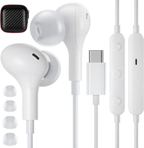 Vista 15 de APETOO Auriculares USB C para Samsung Galaxy S24 Ultra S23 FE S22 S21 A55 A54 A53 Auriculares magnéticos con cable con cancelación de ruido