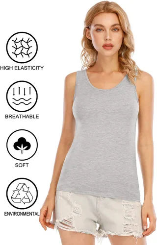 Vista 5 de Orrpally - Camiseta de tirantes básica y ligera para mujer (4 unidades)
