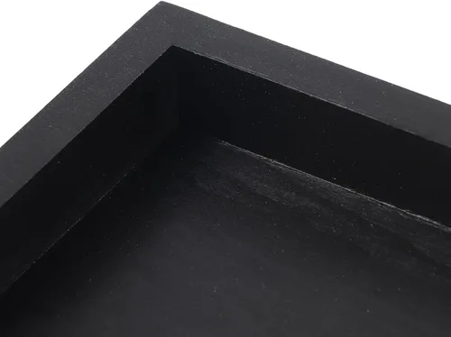 Vista 5 de Bandeja de madera negra para servir, pequeñas bandejas rectangulares de madera maciza, antideslizante, para té, aperitivos, desayuno, platos