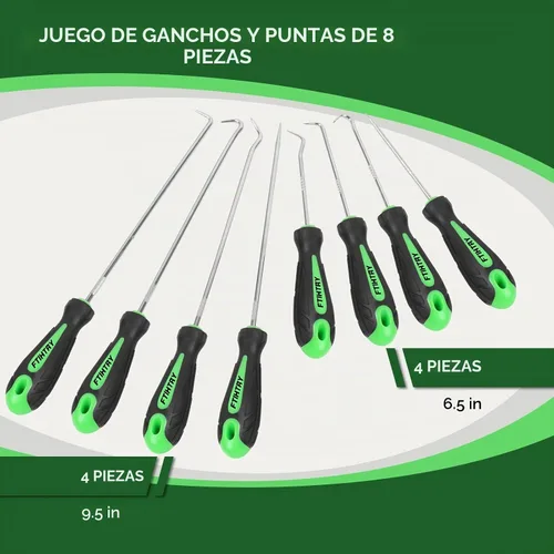 Vista 3 de FTIHTRY Juego de 8 Picos y Ganchos, Juego de Ganchos Automotrices de Precisión, Extractor Removedor de Sellos de Aceite/Juntas Tóricas para Auto