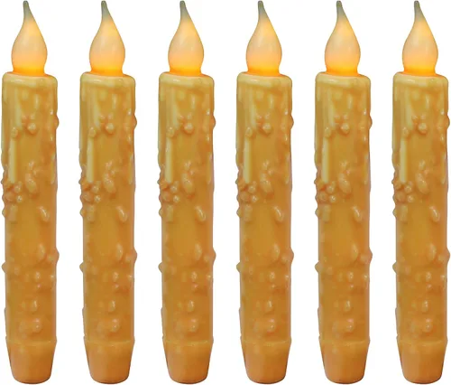 Vista 17 de CVHOMEDECO. Velas de cera real sumergidas a mano, funciona con pilas, temporizador, velas cónicas sin llama primitivas del país, 6-3/4 pulgadas