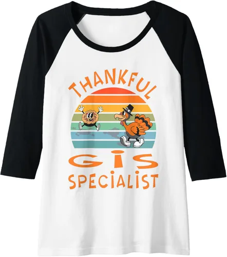 Vista 3 de GIS Specialist Job Funny Thanksgiving Raglan Baseball Tee