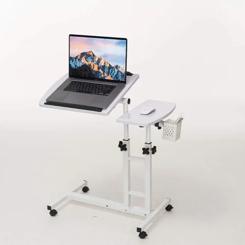 Vista 9 de Escritorio ajustable para laptop con ruedas, escritorio ajustable para cama, carrito ajustable para laptop, mesa sobre la cama, mesa auxiliar