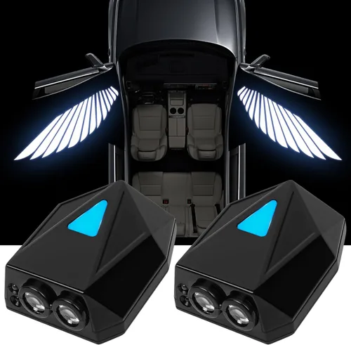 Vista 9 de 2 luces para puerta de automóvil, proyector de logotipo, esqueleto de calavera, universal, inalámbrico, para puerta de automóvil, luces LED