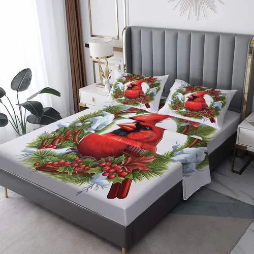Vista 10 de Sábanas de pájaro tamaño individual – Sábanas y fundas de almohada de loros – 100% microfibra, estampado de alta cantidad de hilos, sábana encimera