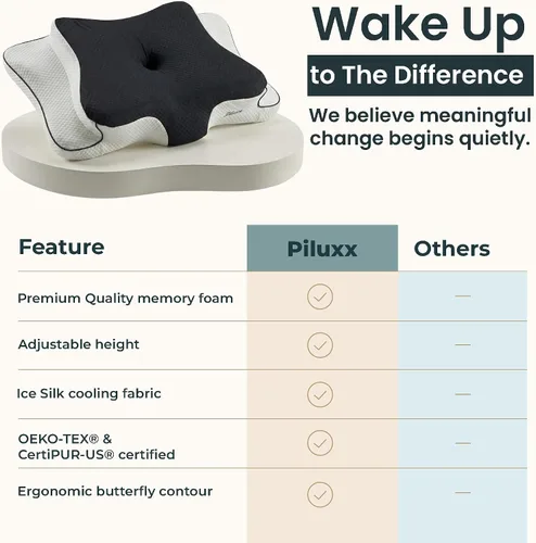 Vista 7 de Almohada cervical cervical para dormir – Almohada cervical de espuma viscoelástica refrescante para personas que duermen de lado y de espalda