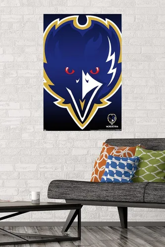 Vista 2 de Trends International NFL Baltimore Ravens - Póster de pared con logotipo 14, 22.375 x 34 pulgadas, versión premium sin marco