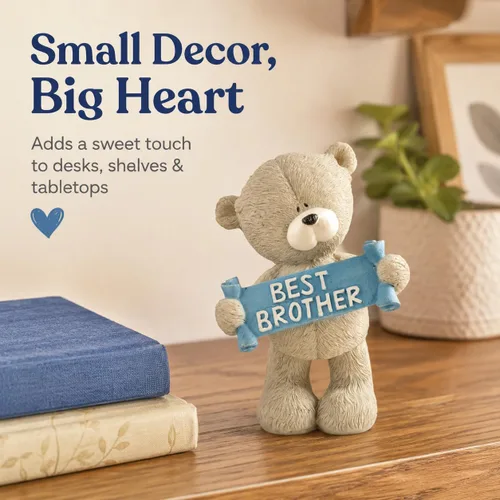 Vista 3 de El mejor regalo para hermano: bonita estatua de oso de resina de 4 pulgadas para el día del hermano, cumpleaños o vínculo de hermano, decoración