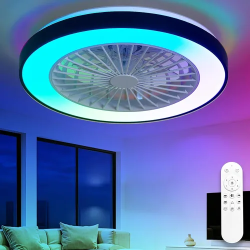 Vista 13 de Depuley Ventiladores de techo con luces y control remoto: ventilador de techo de montaje empotrado moderno de perfil bajo de 20 pulgadas con control