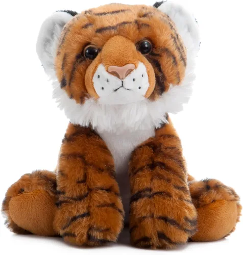 Vista 2 de The Petting Zoo Peluche de tigre, regalos para niños, animales salvajes del zoológico Onez, juguete de peluche de tigre de 9 pulgadas