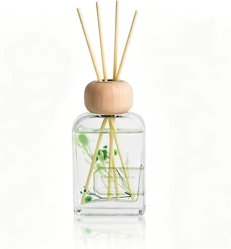 Vista 2 de Juego de difusor de varillas de 3.4 onzas líquidas, difusor de aceite perfumado refrescante con palos, difusor de aroma de baño Earl Grey Woods