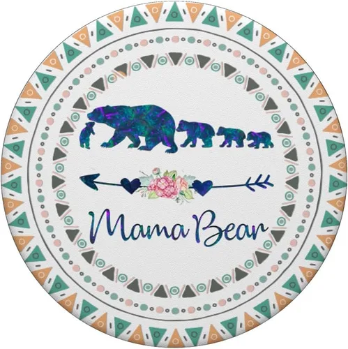 Vista 3 de Bohemio Boho Mama Bear Cuatro cachorros bebés sobre blanco PopSockets Swappable PopGrip