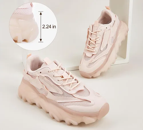 Vista 3 de LUCKY STEP Zapatillas de deporte de moda de punto para caminar para mujer Platfom Zapatos al aire libre