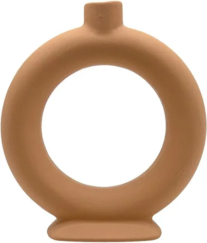 Vista 5 de Koyal Wholesale Portavelas de cerámica abstractos para candelabros, juego de 3 - terracota mate