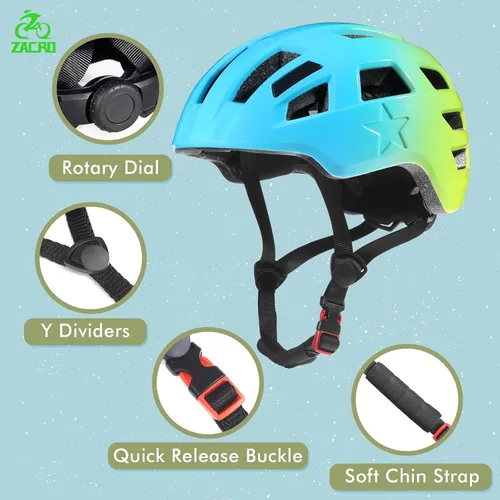 Vista 4 de Zacro Kids Helmet 5-14 for Boys Girls, Adjustable Lightweight Toddler Helmet with Reflective Safety Stickers, Fits Bicycle Balance Bike Scooter