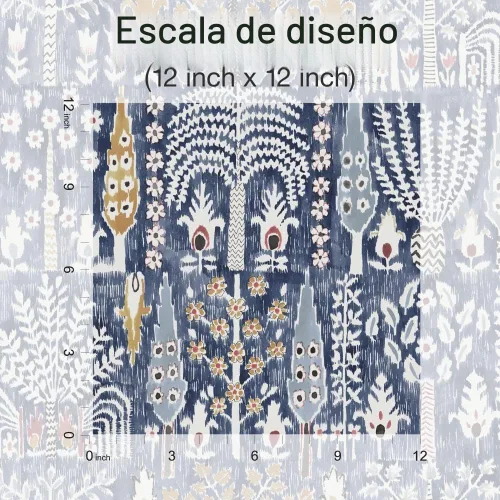 Vista 5 de RoomMates RMK12372PL - Papel tapiz autoadhesivo de Ikat persa Azul