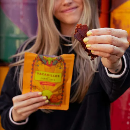 Vista 6 de Vacadillos Paquetes de bocadillos de carne seca Carne Seca, Habanero paquete de 3