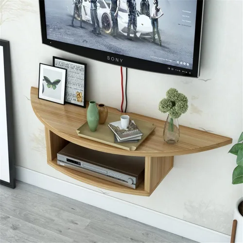 Vista 3 de WANLIAN Soporte flotante para TV de entretenimiento, estante flotante para caja de cables, estantes multimedia montados en la pared, estante central