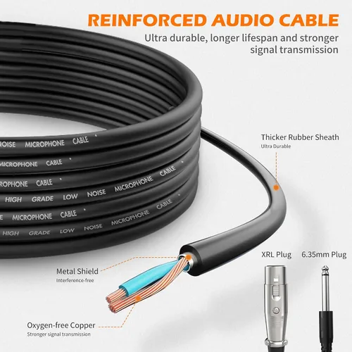 Vista 5 de talomen Micrófono con cable para cantar, hembra de metal, interruptor de encendido/apagado, micrófono dinámico vocal profesional con cable de audio