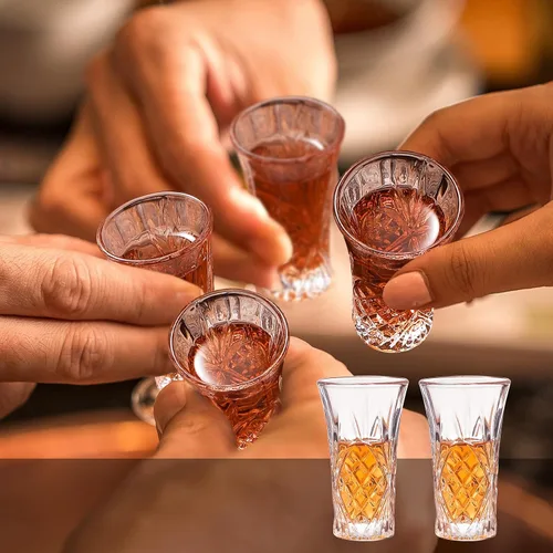 Vista 8 de Paquete de 6 vasos de chupito a granel con base pesada de 2 onzas pequeñas vasos de chupito para vodka, whisky, tequila, expreso, juego de licor
