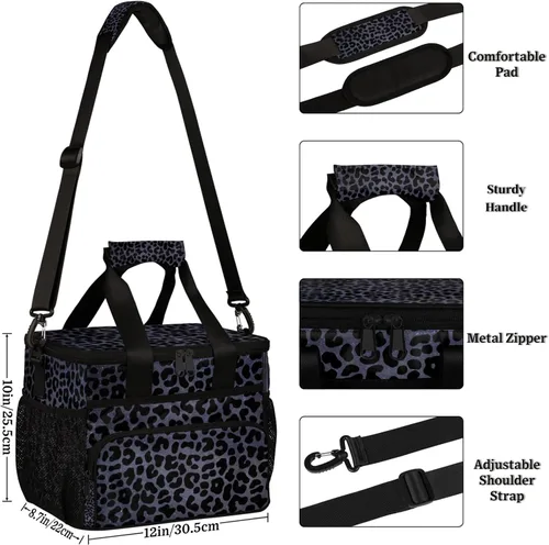 Vista 2 de Pardick Bolsa térmica suave con aislamiento de leopardo de galaxia para hombres y mujeres, lonchera grande a prueba de fugas, enfriador de playa