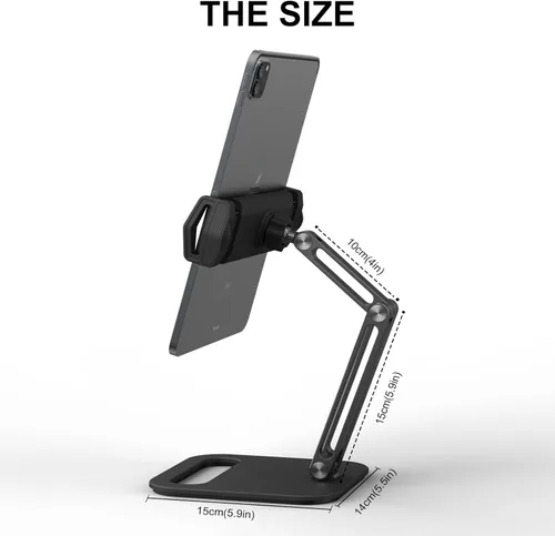 Vista 9 de Soporte ajustable para tablet de 360° para escritorio, soporte de brazo de tableta de aleación de aluminio compatible con iPad Pro/Air/Mini, Kindle