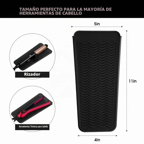Vista 2 de ZAXOP - Funda de silicona resistente para plancha, rizador, herramientas calientes para el cabello (negro)